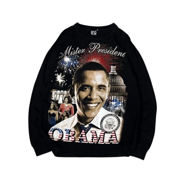 Longsleeve Mister President Obama - Unisex Black Tee