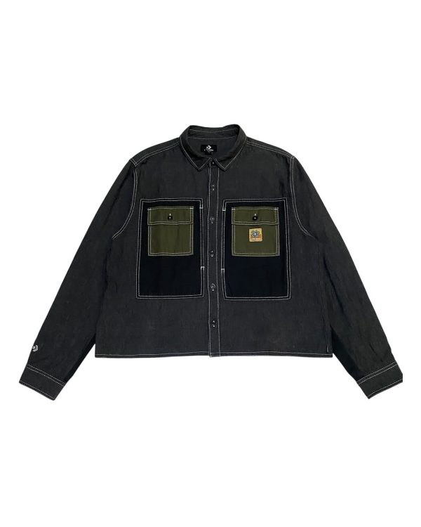 Jaket Converse Pria Retro Splicing - Outerwear Patchwork Vintage Unik