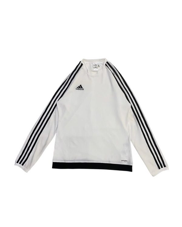 Adidas Climalite Long Sleeve Shirt Unisex | Putih Garis Hitam | Bahan Ringan & Adem