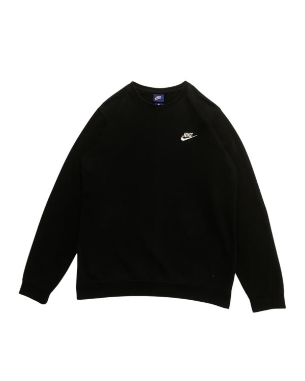 Nike Crewneck Sweatshirt Pria Hitam Logo Kecil Minimalis